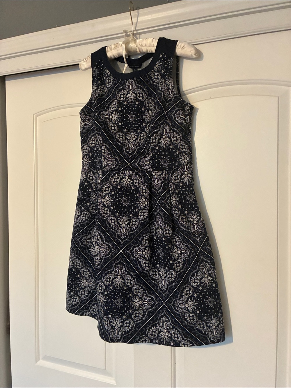 Tommy Hilfiger Navy and White Patterned Midi Dress